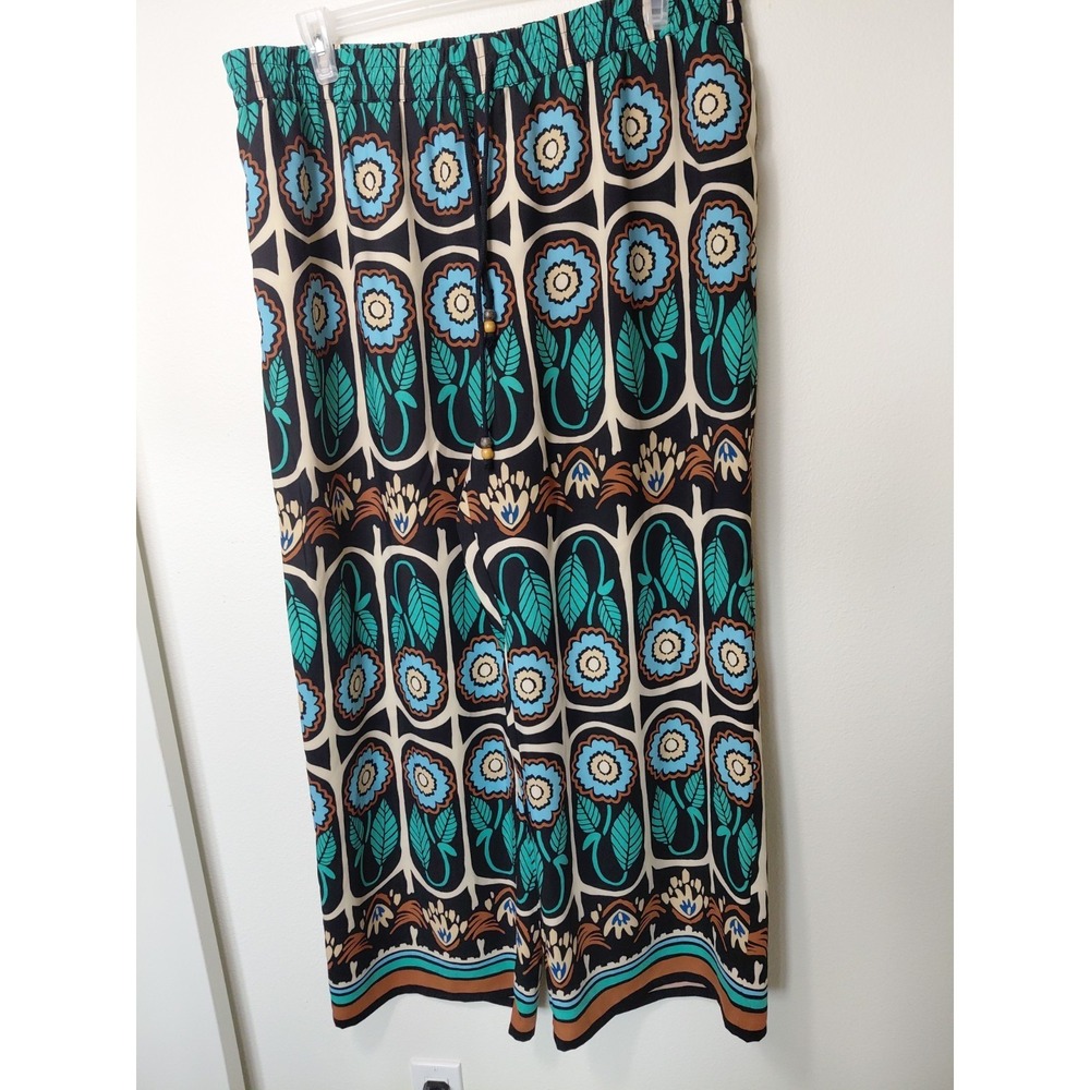 INTEMPO‎ Wide Leg Elastic Waist Drawstring Pants Floral Print Women's Size XXL